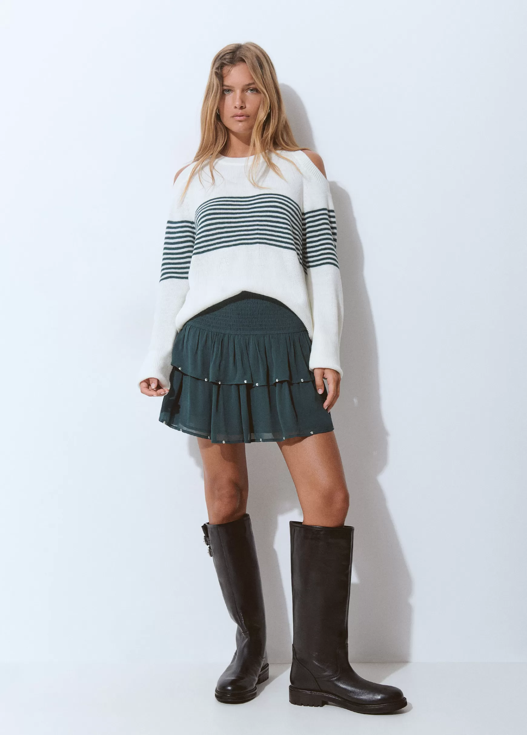 Brownie Camisola aberturas ombros riscas- Camisolas
