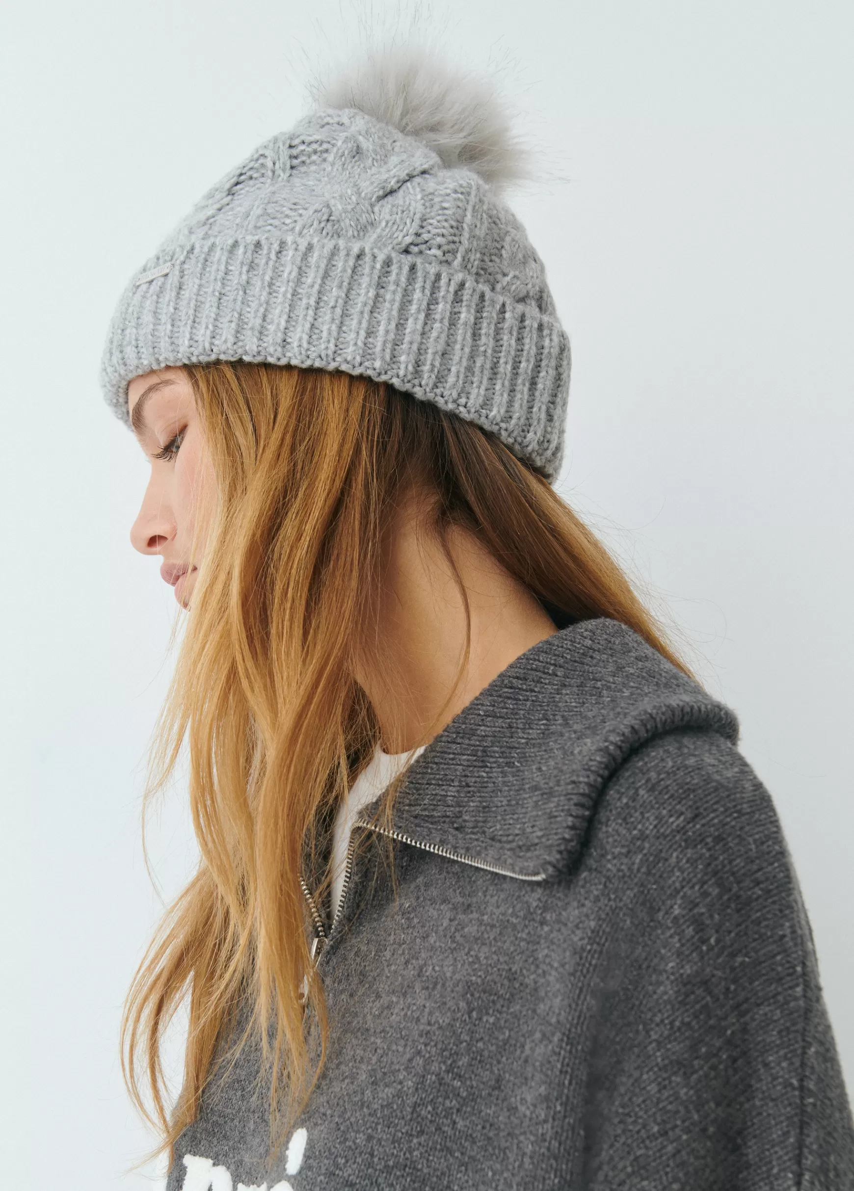 Brownie Gorro trança bola pelo- Bonés E Gorros