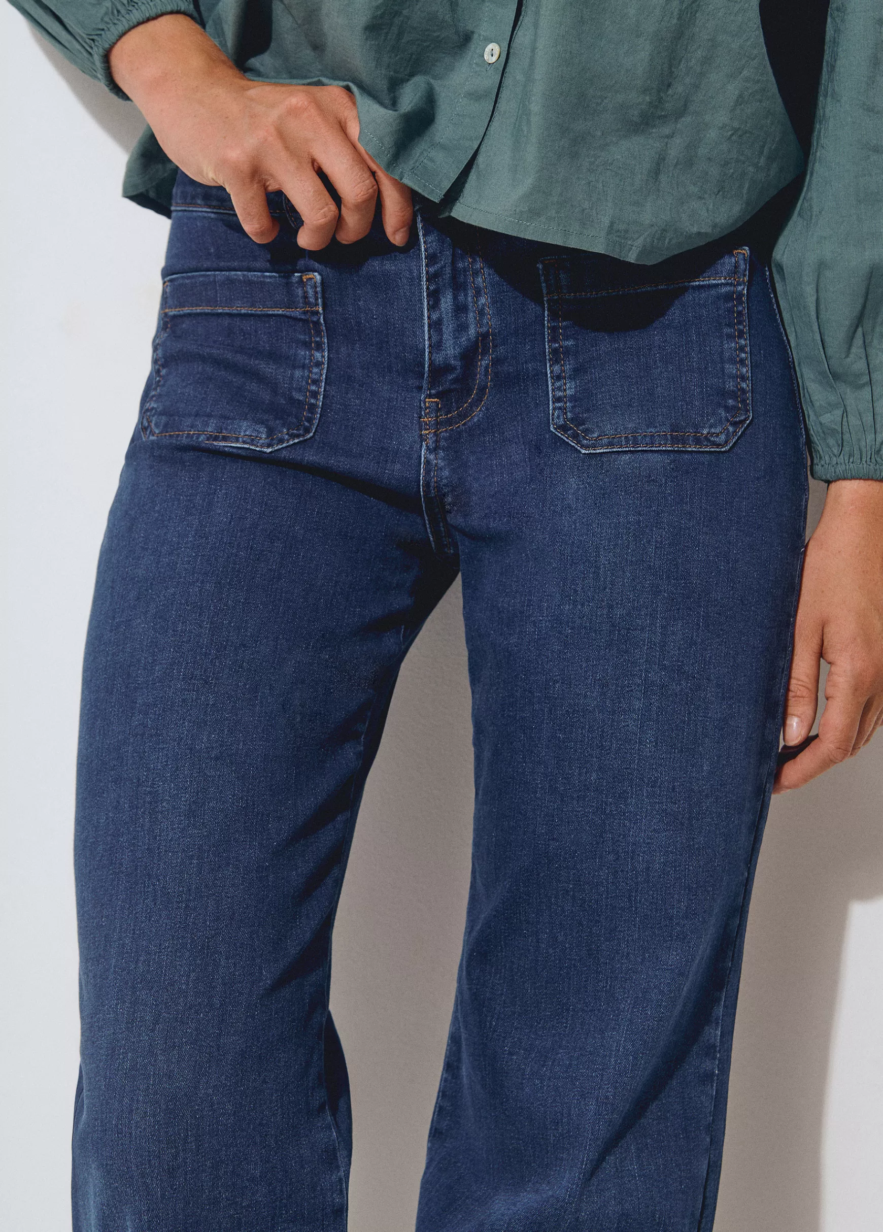 Brownie Jeans culotes bainha desdobrada- Jeans
