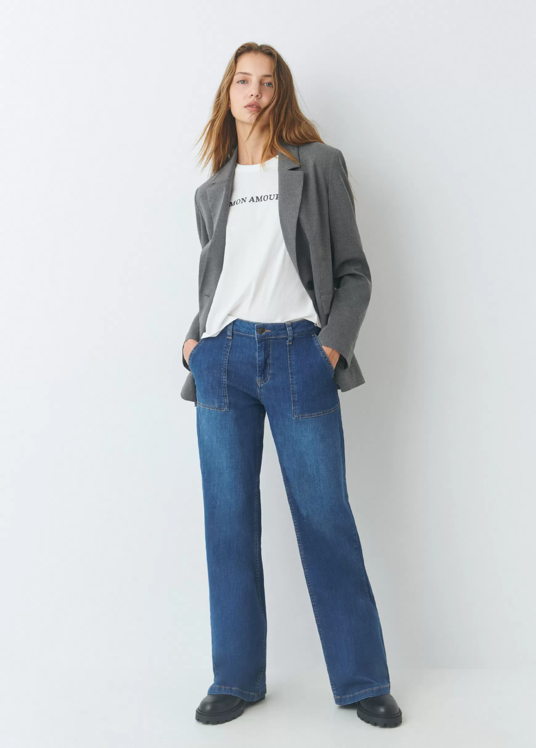 Brownie Jeans culotes bolso frontal- Jeans