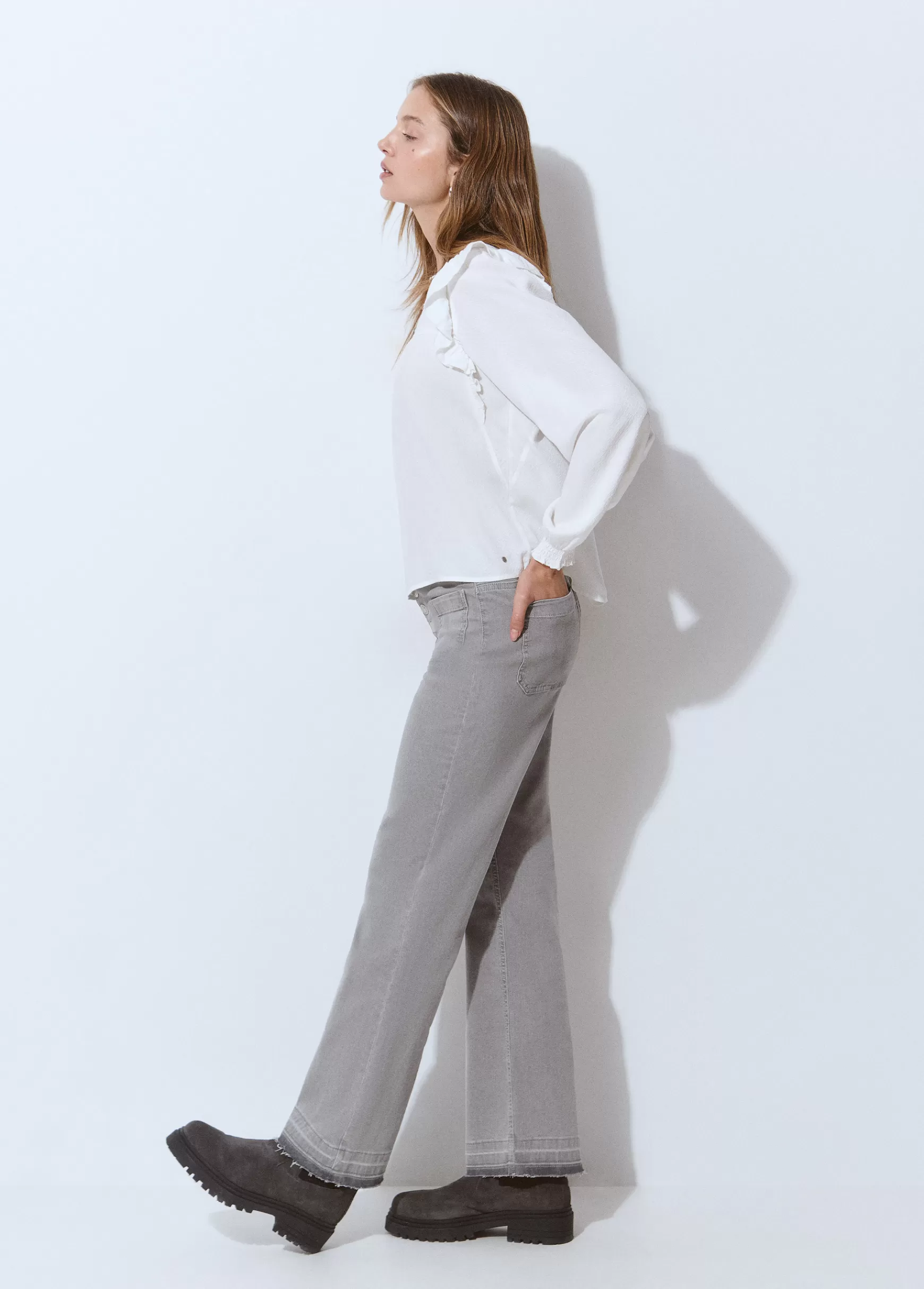 Brownie Jeans culotes botões frontais- Jeans