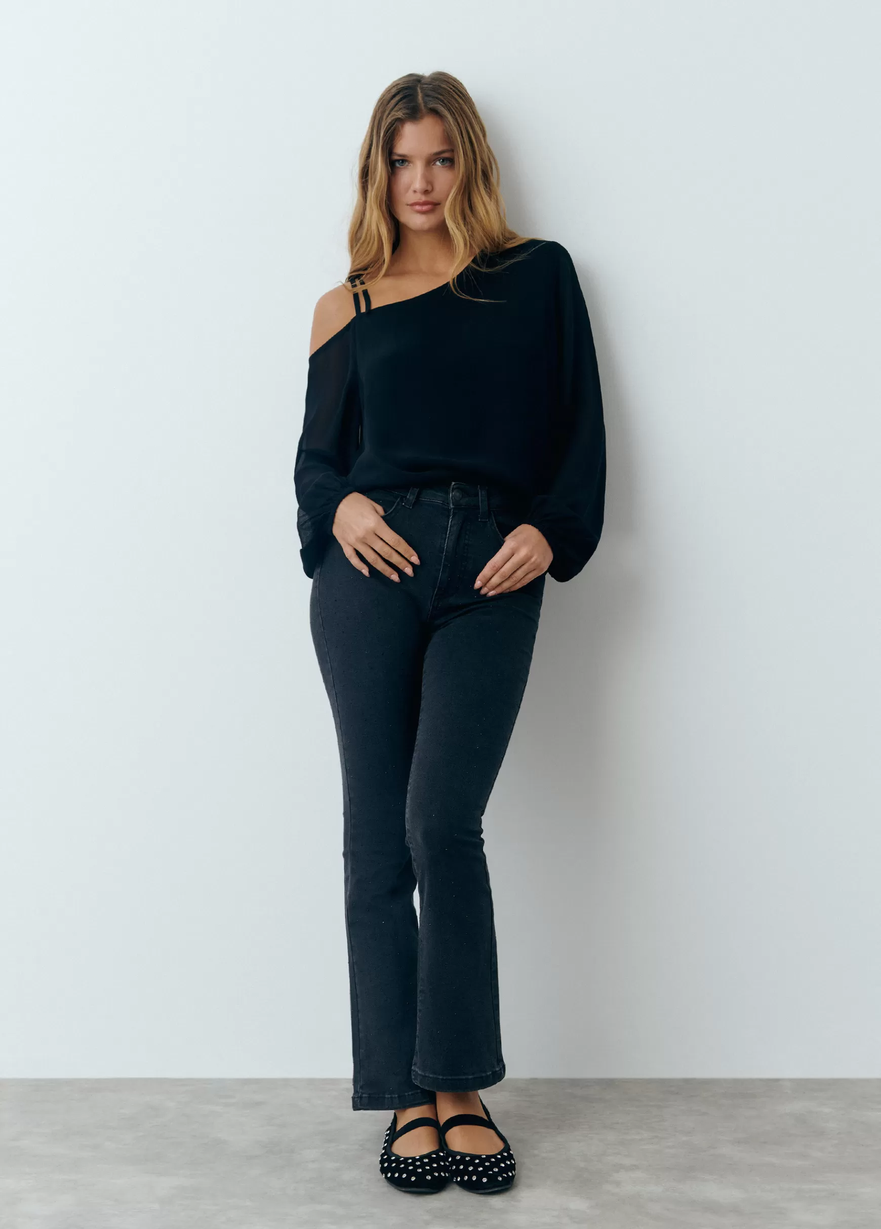 Brownie Jeans flare cropped brilhantes- Jeans
