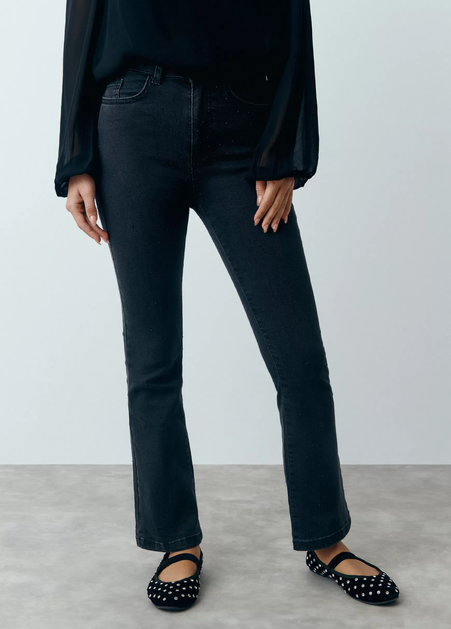 Brownie Jeans flare cropped brilhantes- Jeans