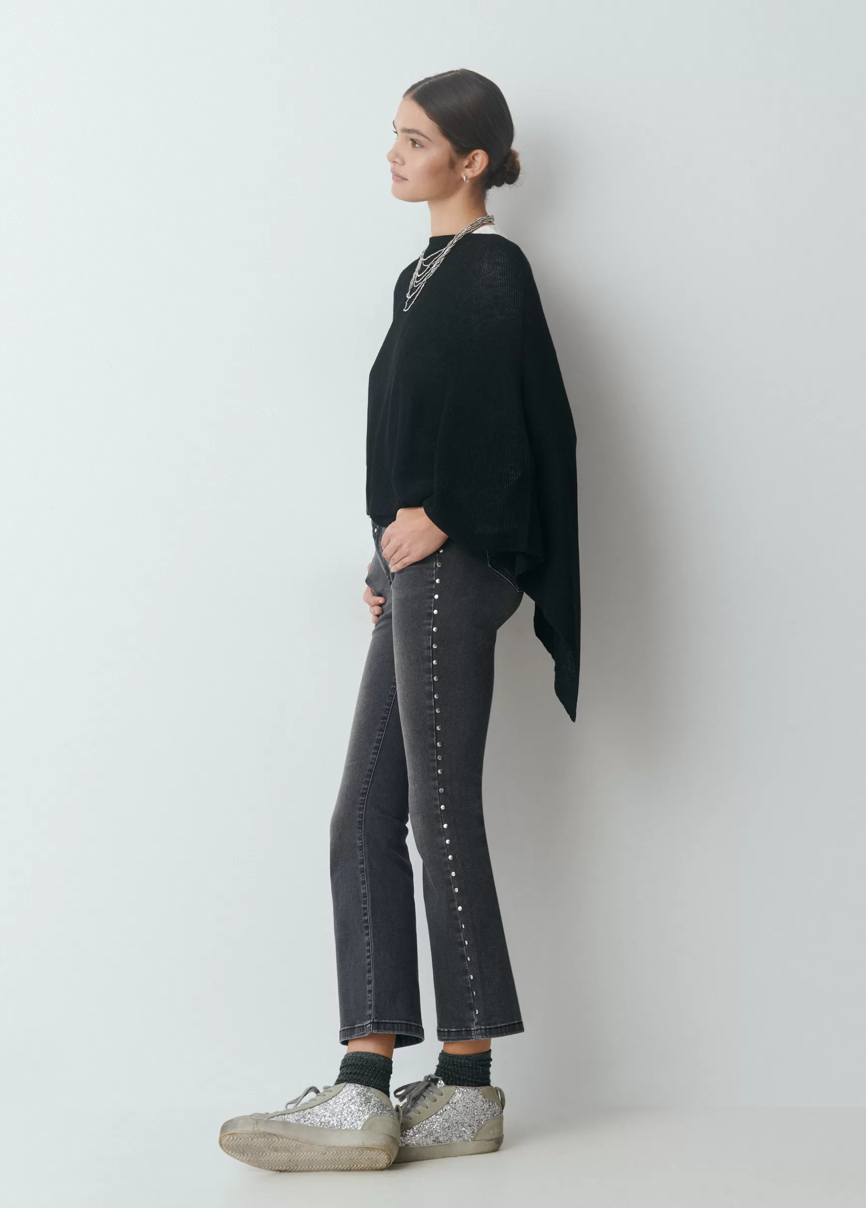 Brownie Jeans flare cropped tachas- Jeans