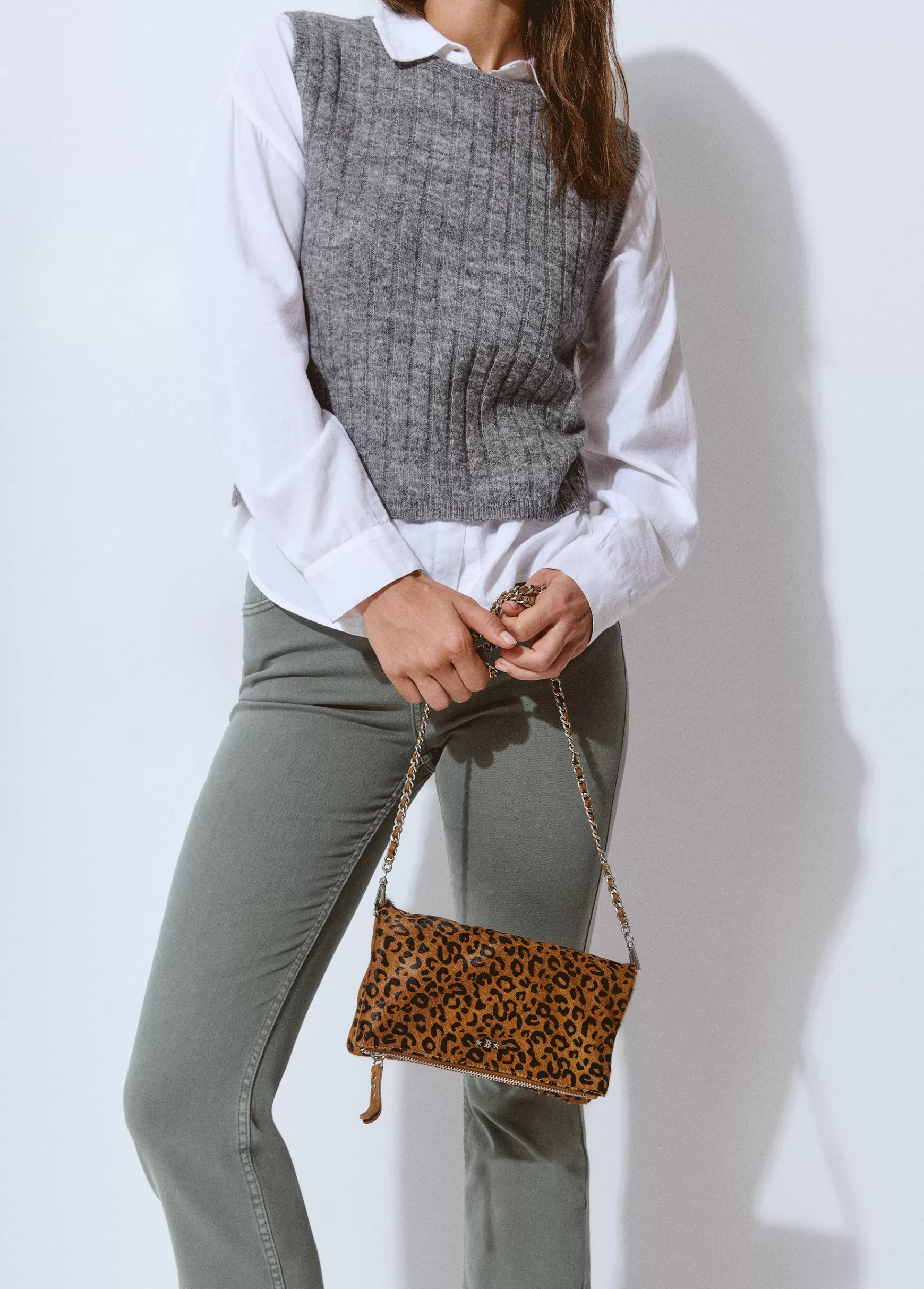 Brownie Mala lapela pele estampado animal- Malas