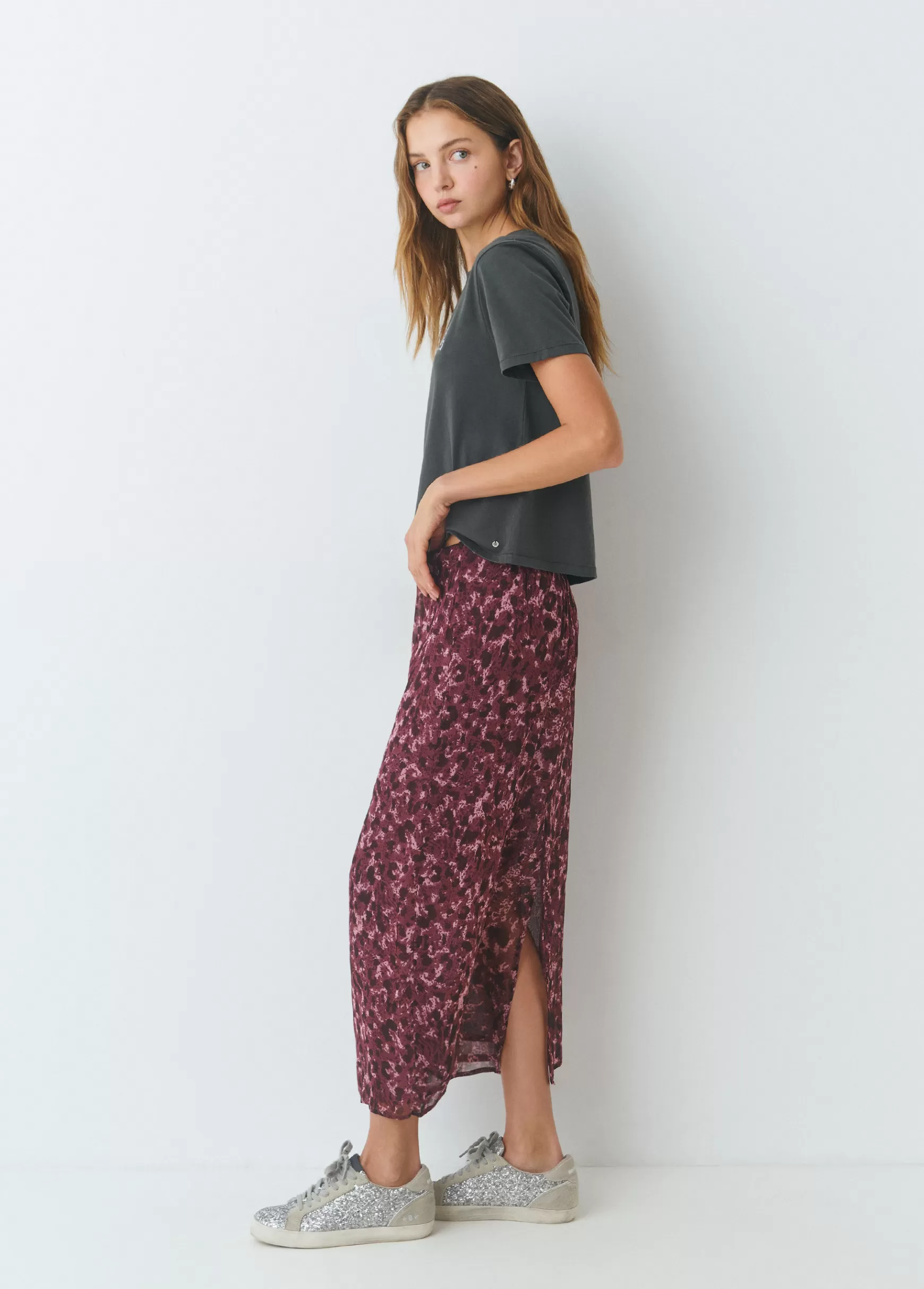 Brownie Saia midi estampada brilho- Saias | Total Look
