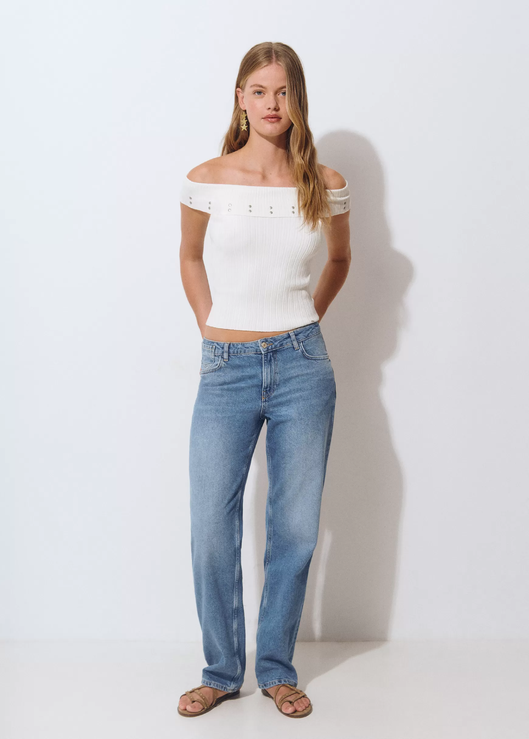 Brownie Top bardot tachas- T-shirts E Tops Alças