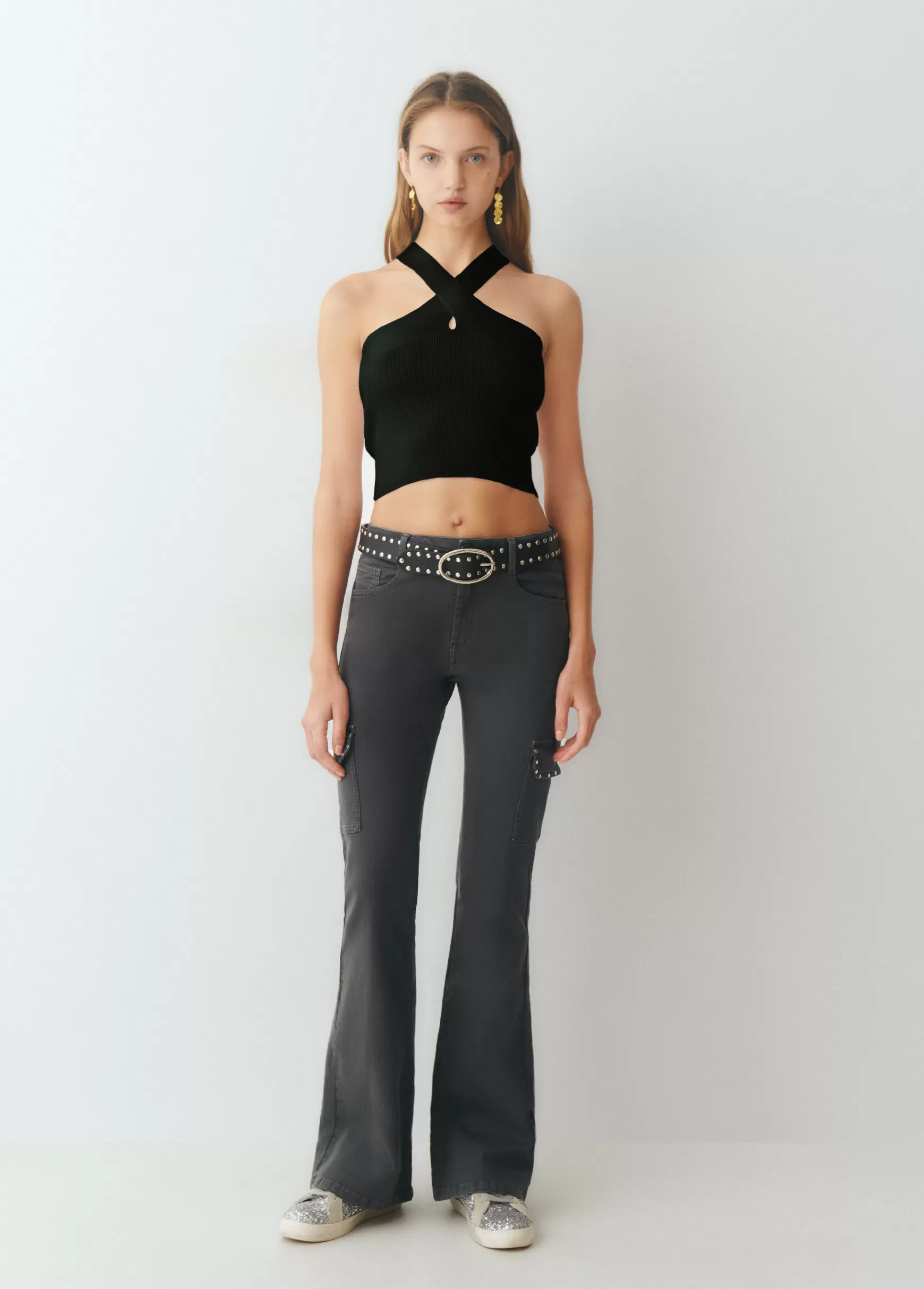Brownie Top malha cruzada- T-shirts E Tops Alças