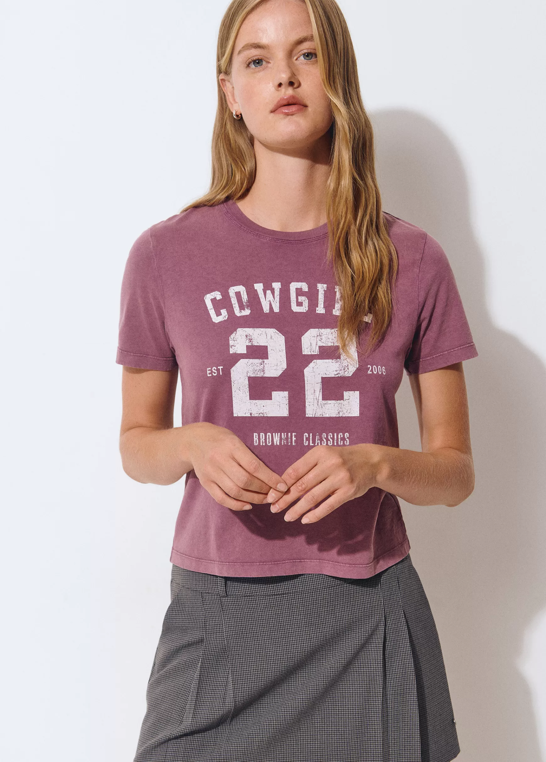 Brownie T-shirt lavada print posicional- T-shirts E Tops Alças