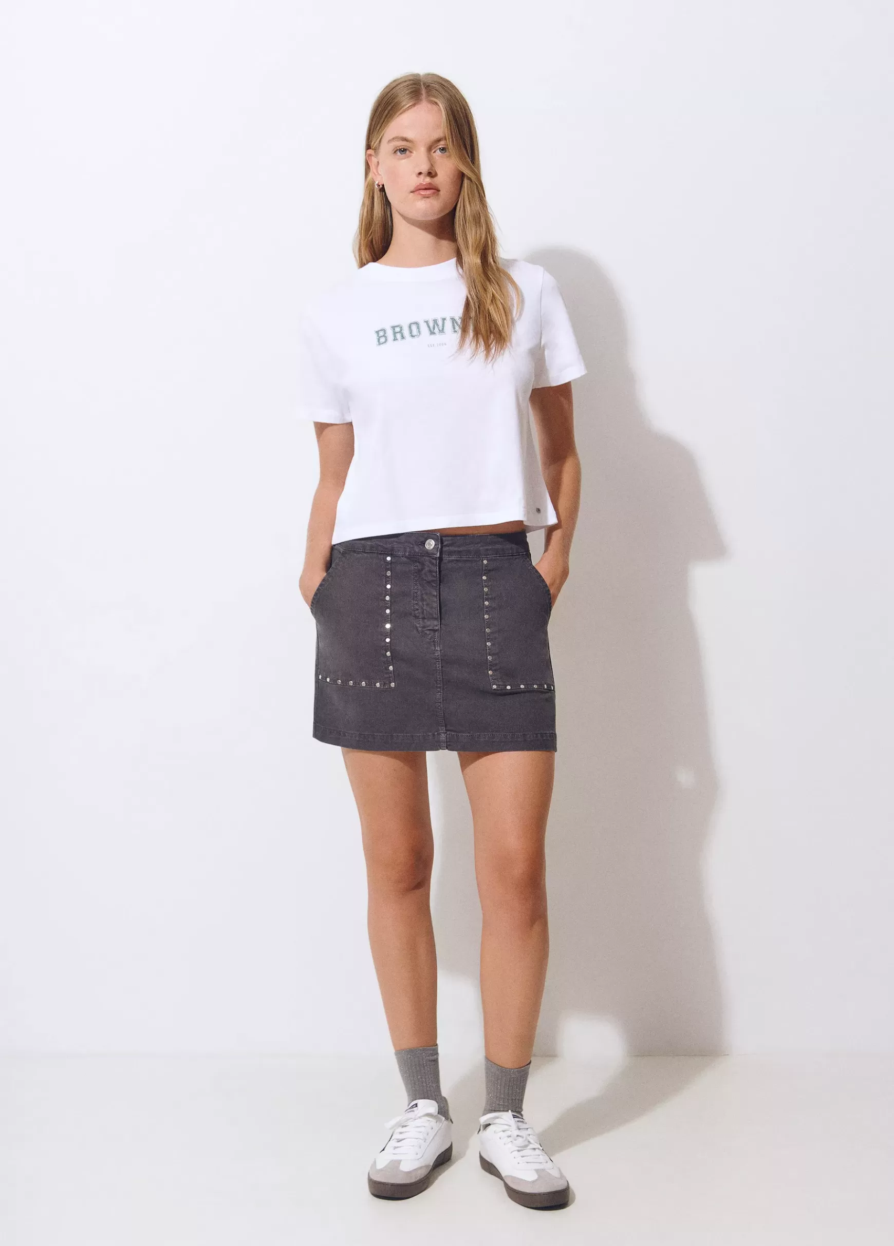 Brownie T-shirt print posicional texto- T-shirts E Tops Alças