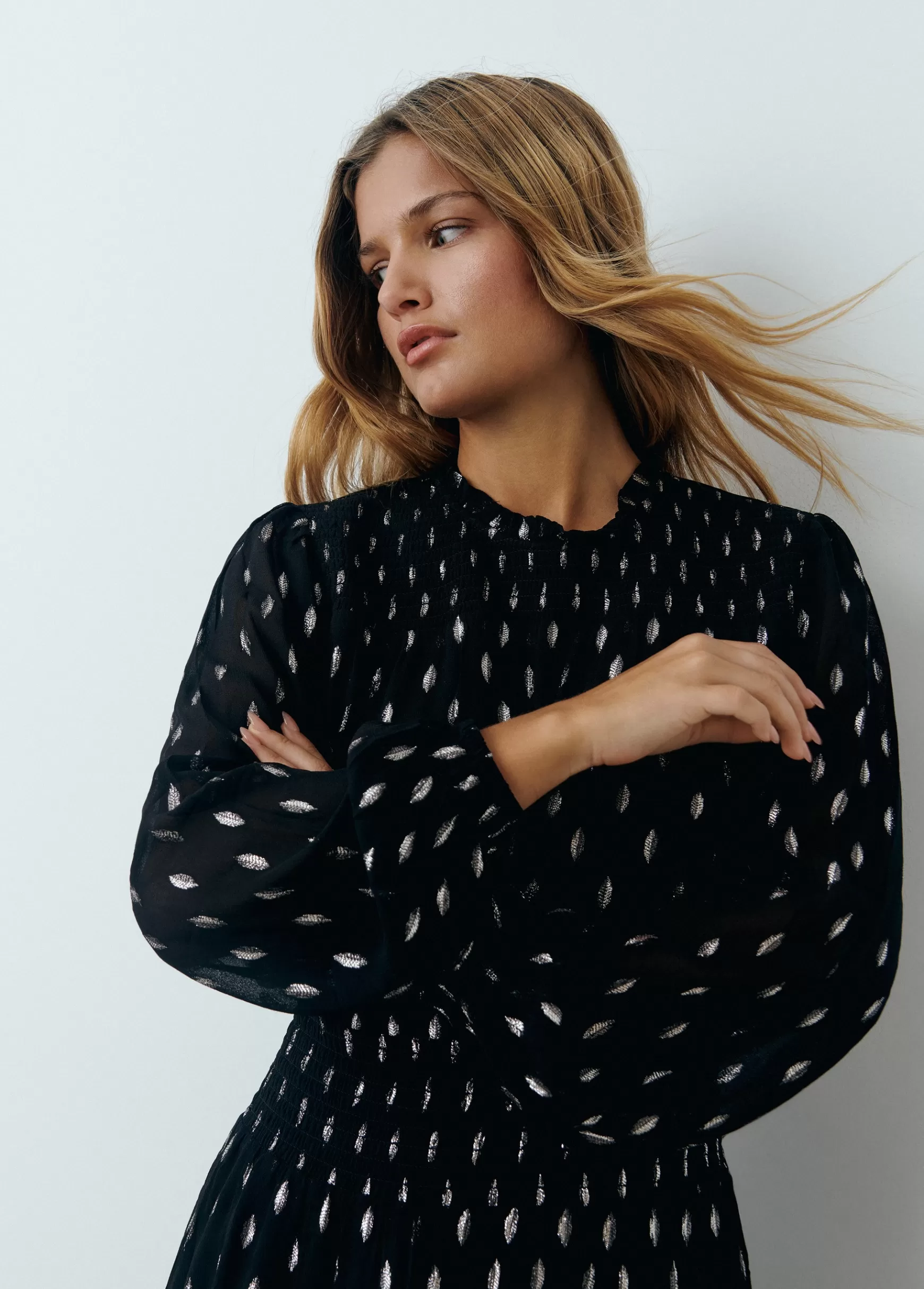 Brownie Vestido brilho smock cintura- Vestidos Y Macacões | Total Look