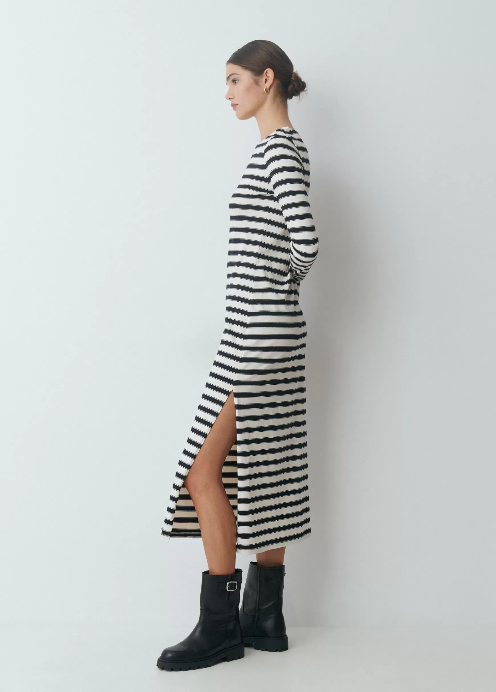 Brownie Vestido comprido risca tecida- Vestidos Y Macacões