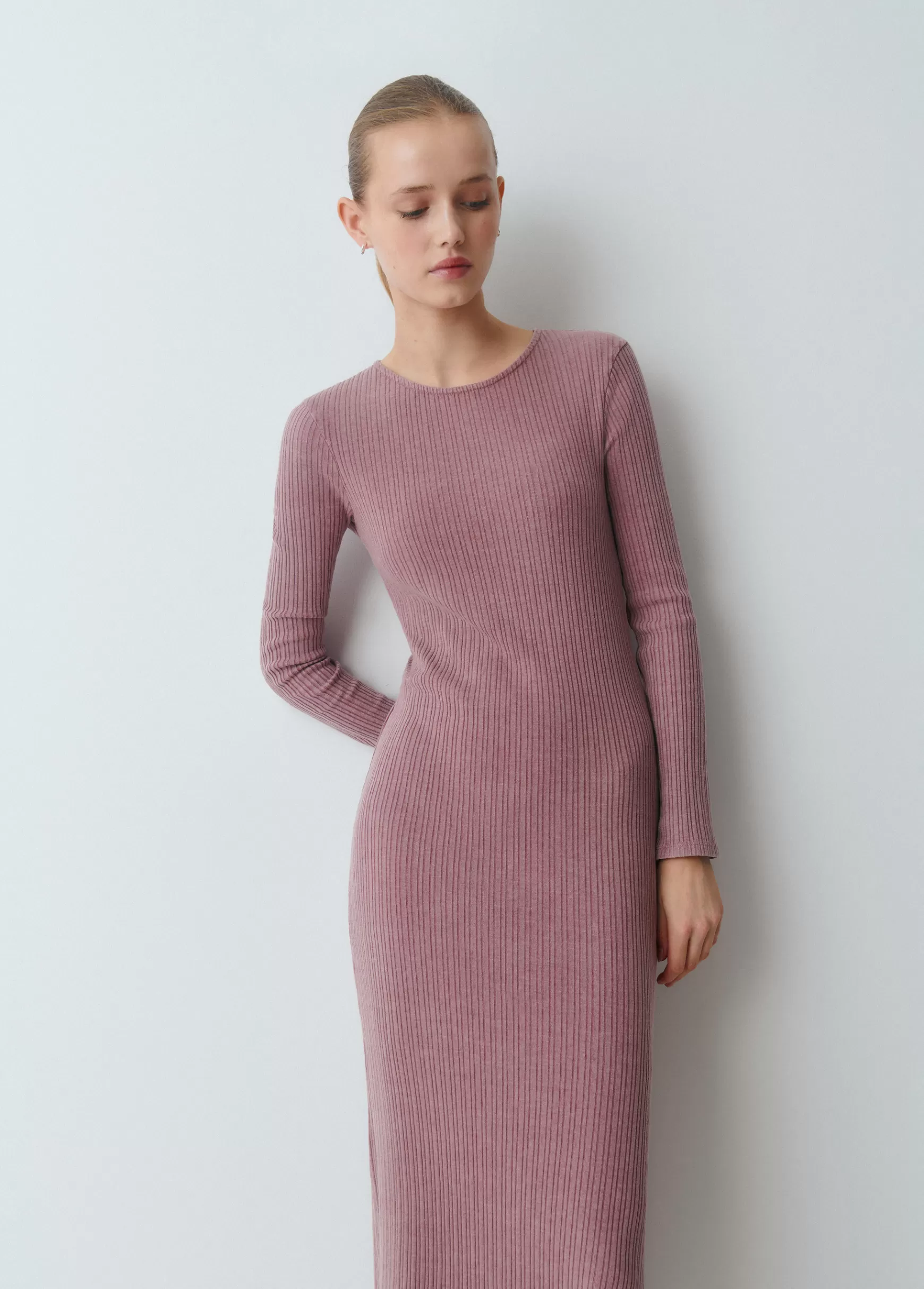 Brownie Vestido midi canelado- Vestidos Y Macacões