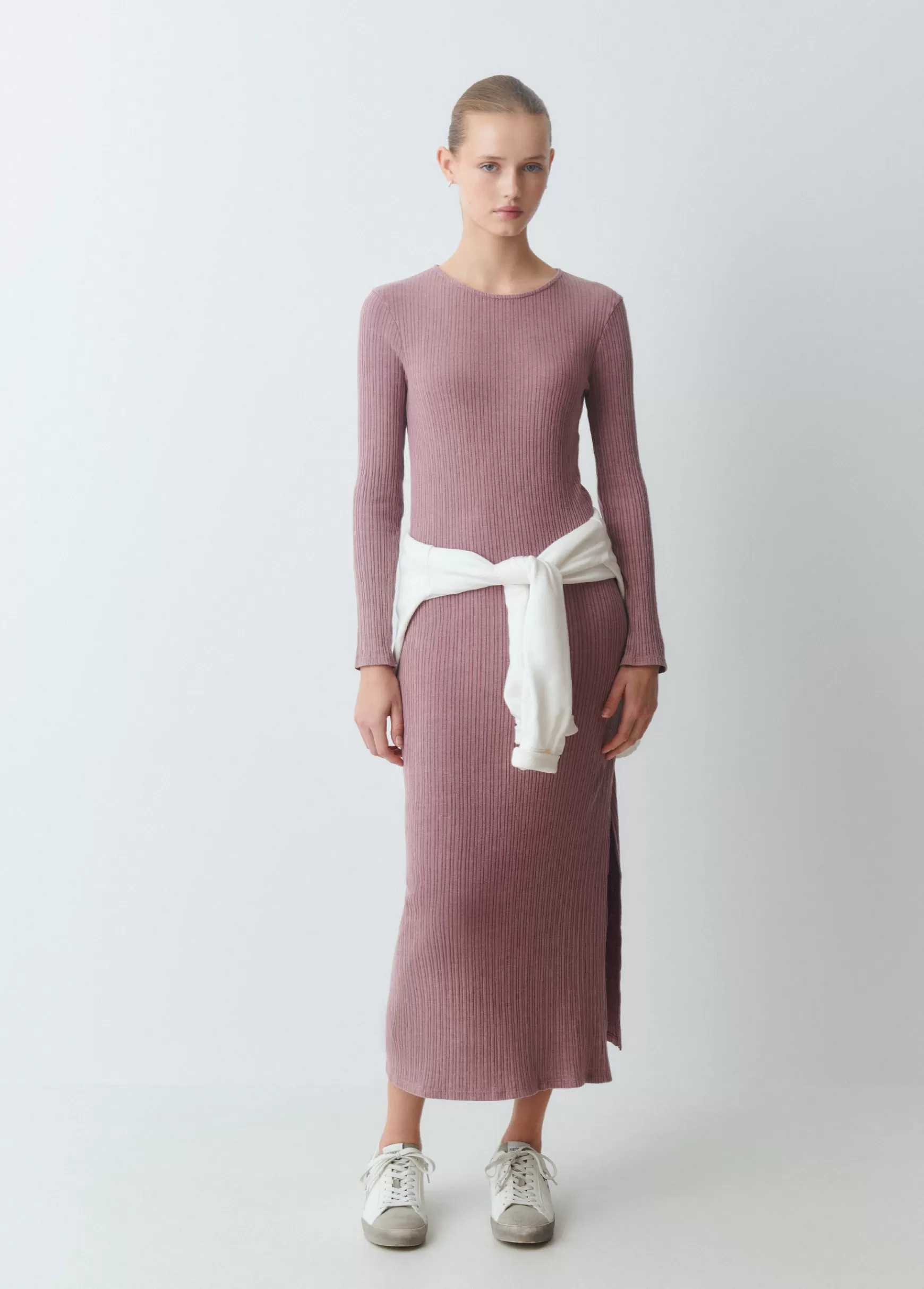 Brownie Vestido midi canelado- Vestidos Y Macacões