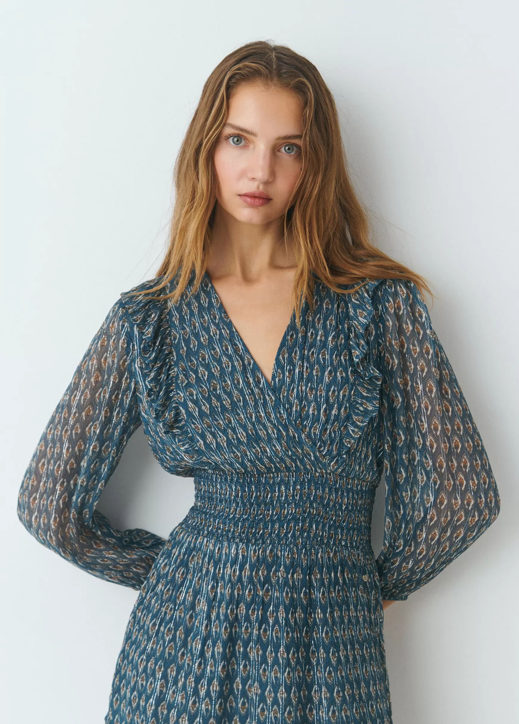 Brownie Vestido smock cintura selo índio brilho- Vestidos Y Macacões
